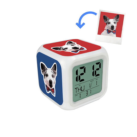 R3 Reloj despertador con ilustración de mascota