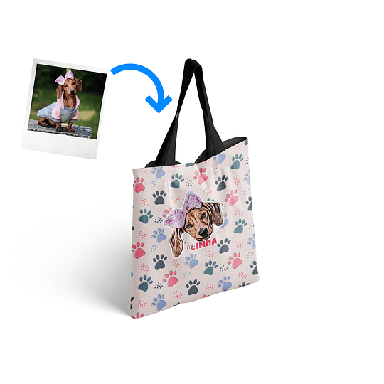 B4 Tote Bag con Ilustración de mascota