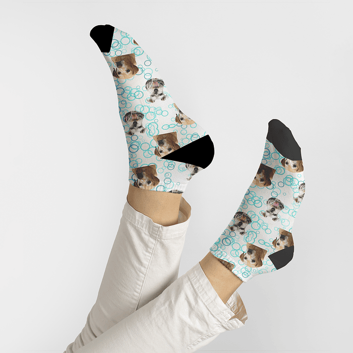 C102 calcetines personalizados con carita y diseño puntos 2