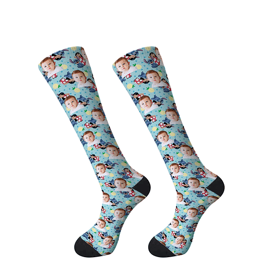 C9505 calcetines personalizados con carita y Lilo & Stitch