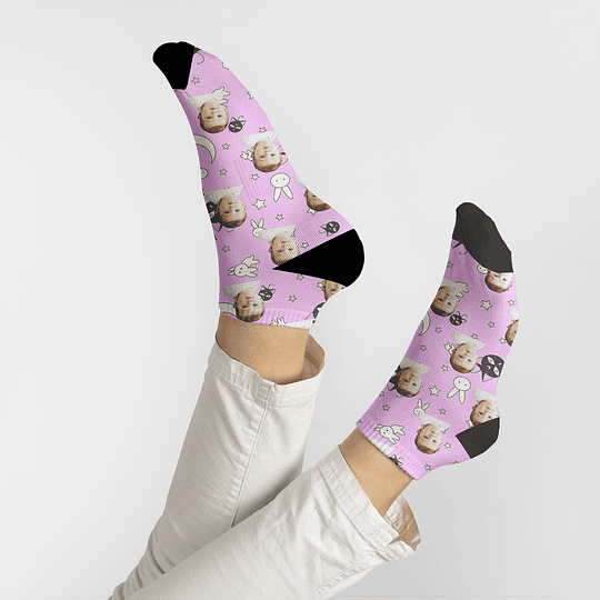 C9517 calcetines personalizados con carita y Sailor Moon