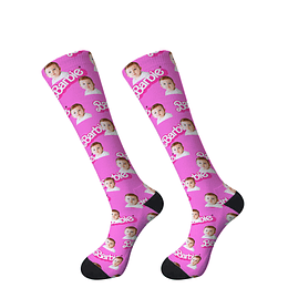 C9519 calcetines personalizados con carita y Barbie
