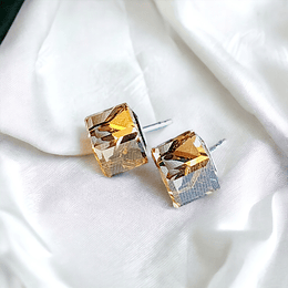 Aros de Plata 925 con cristal Swarovski Cube