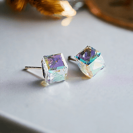Aros de Plata 925 con cristal Swarovski Cube