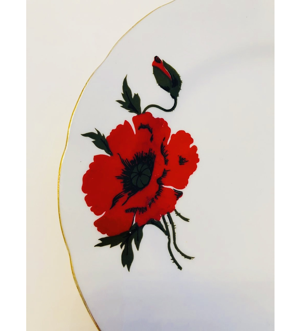 Rumania, “Amapolas” plato de torta, 16 cm