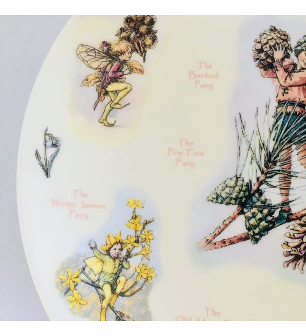 Plato decorativo, Coalport, Inglaterra, serie 'Un calendario de hadas de las flores', Enero, 2002, 20,5 cm