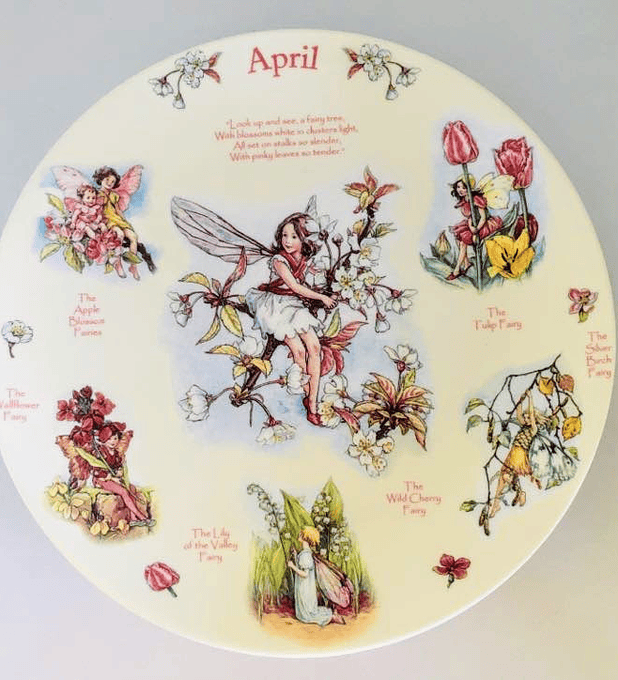 Coalport, Inglaterra, serie 'Un calendario de hadas de las flores', Abril, 2002, 20,5 cm