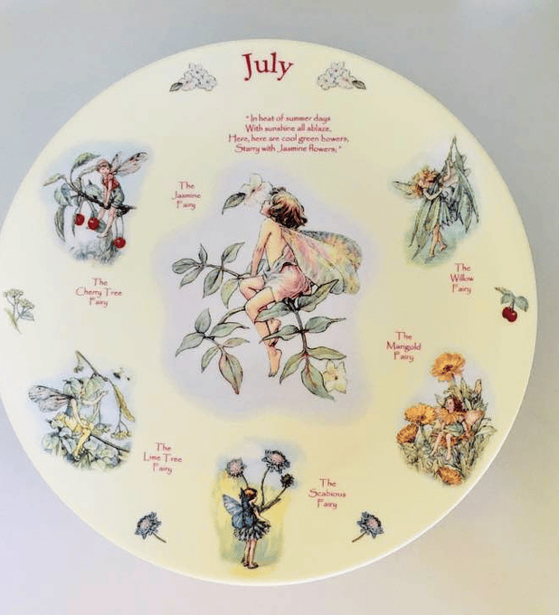 Coalport, Inglaterra, serie 'Un calendario de hadas de las flores', Julio, 2002, 20,5 cm