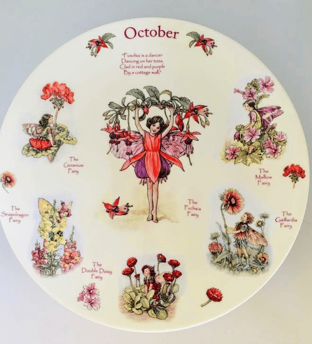 Coalport, Inglaterra, serie 'Un calendario de hadas de las flores', Octubre, 2002, 20,5 cm