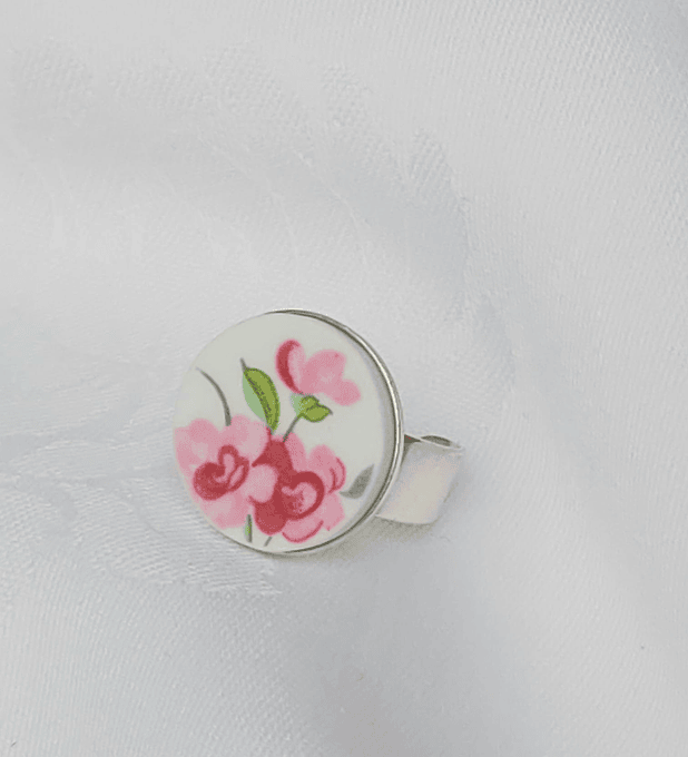 Anillo de plata & porcelana