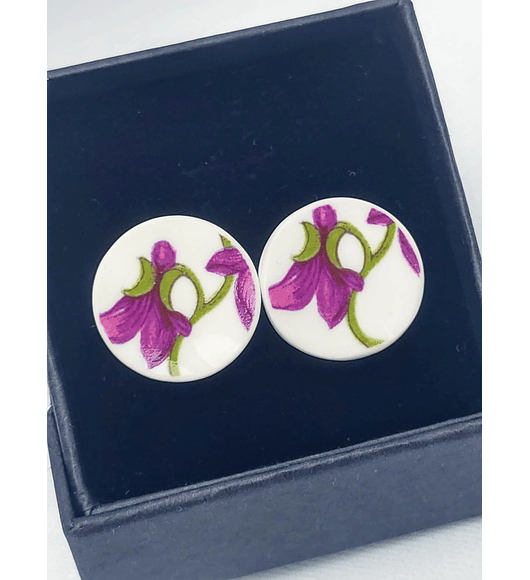 Aros de porcelana & plata, 'Violetas'