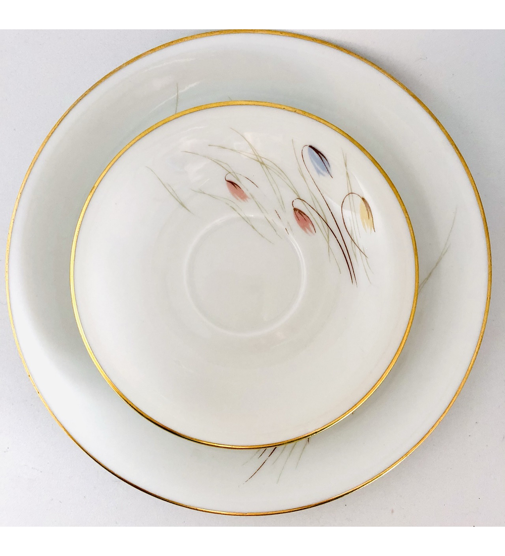 Krister Porzellan Manufaktur, Alemania (Silecia), trío de café, 1925 - 1945 