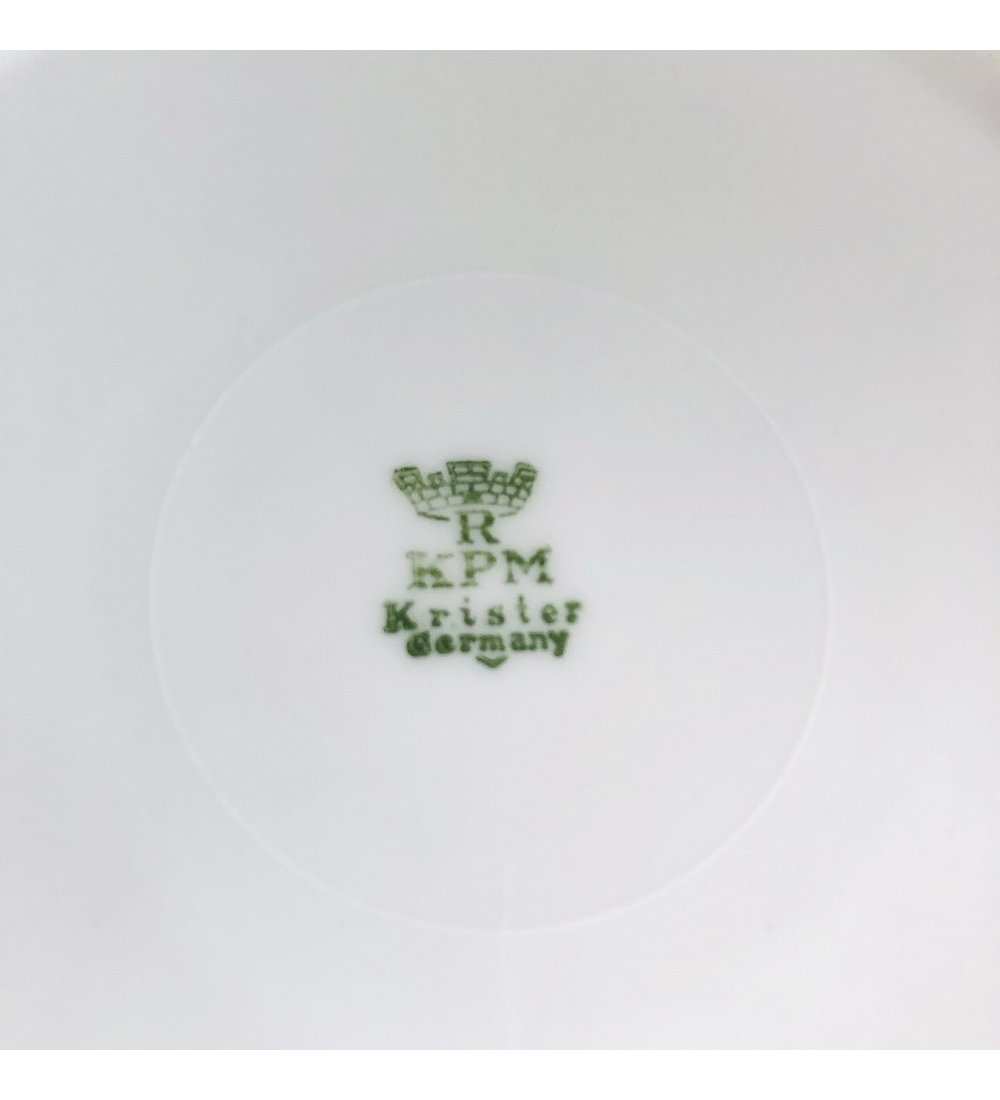 Krister Porzellan Manufaktur, Alemania (Silecia), trío de café, 1925 - 1945 