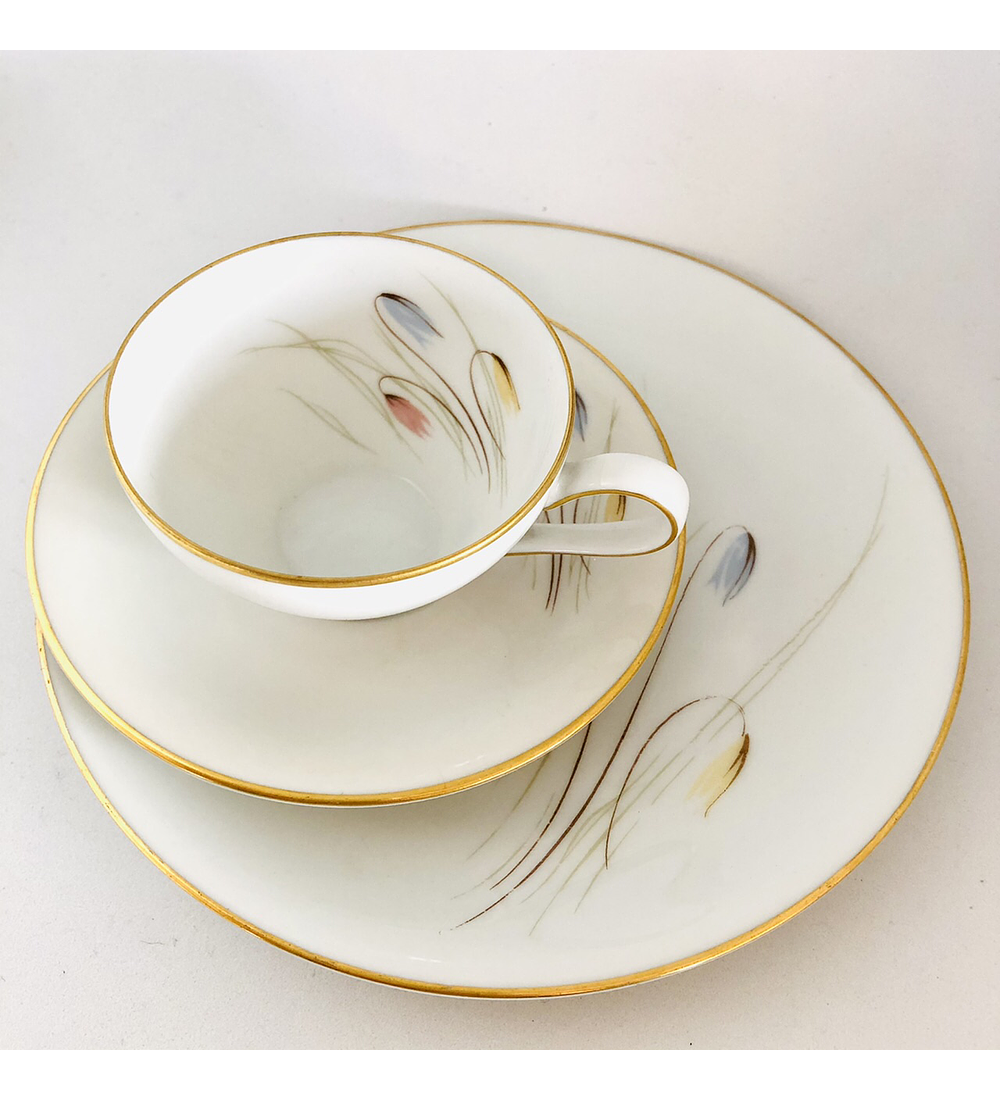 Krister Porzellan Manufaktur, Alemania (Silecia), trío de café, 1925 - 1945 