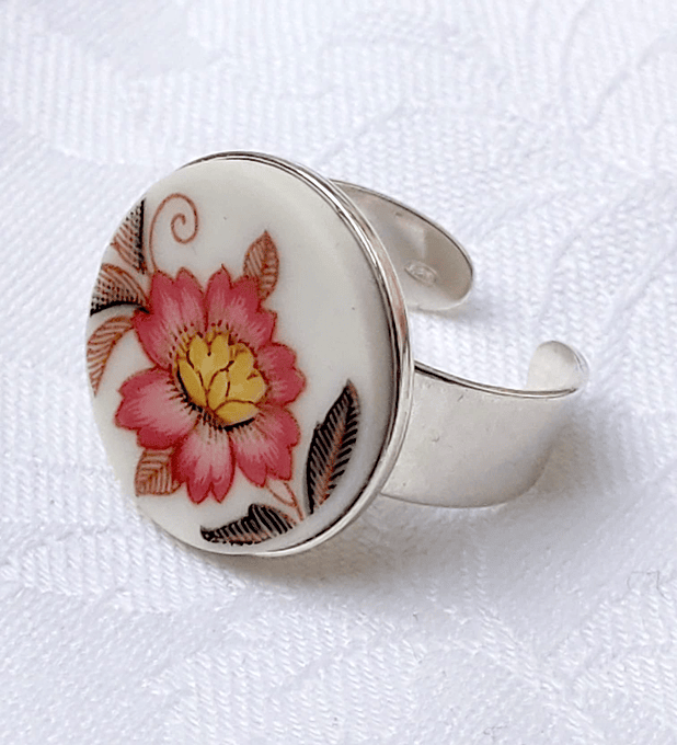 Anillo de plata & porcelana