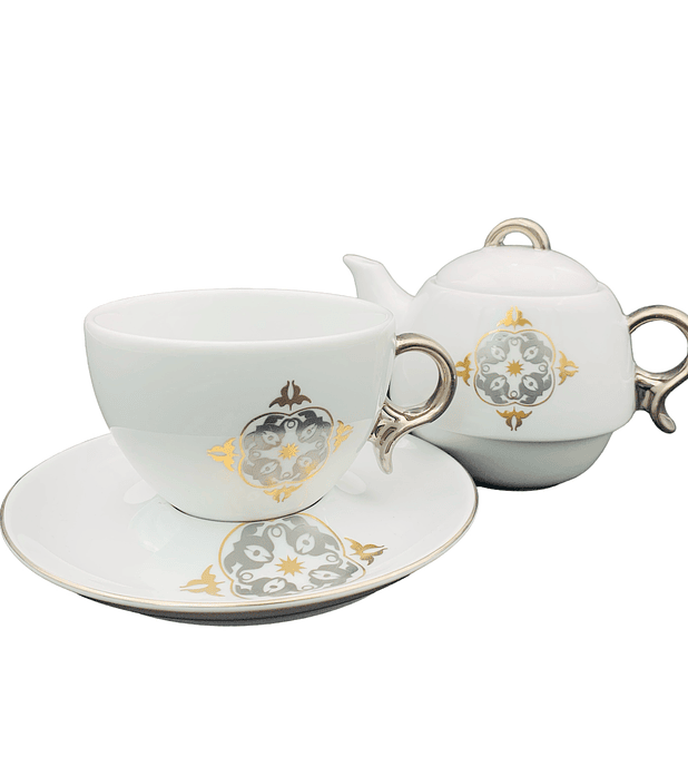 'Tea for Me' set de taza y tetera de platino y oro