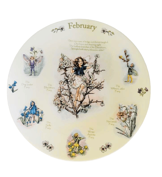 Plato decorativo "Un Calendario de Hadas de las Flores" - Coalport (2002), Febrero,﻿ 20,5 cm