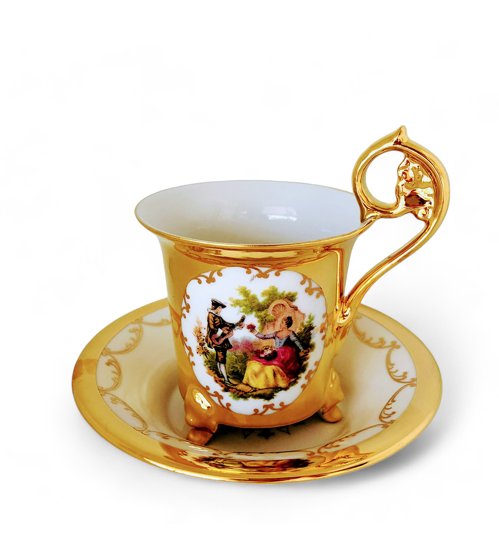 Taza de té Imperio Barococo, 200 cc, 24 quilates, Gloria Bavaria, Alemania