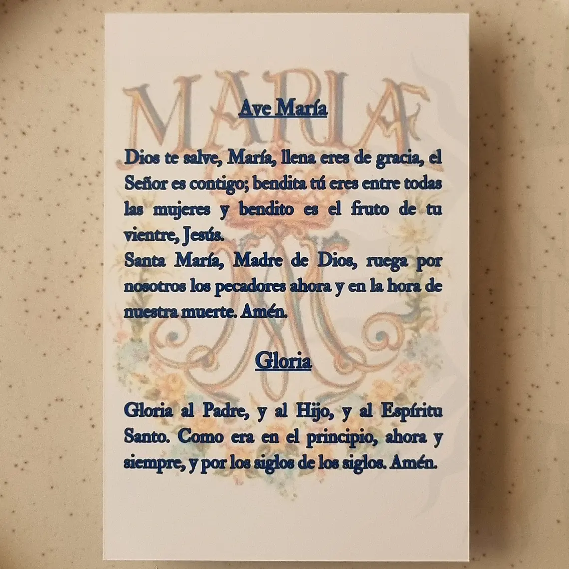 Tarjeta Oración - Devoción de las 3 Aves María 2