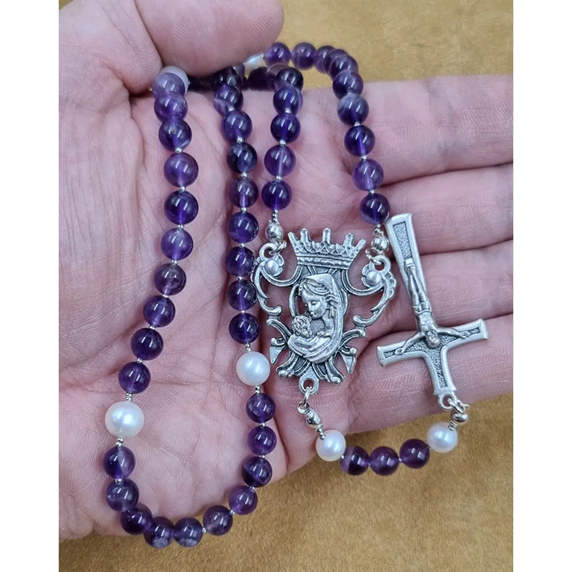 Rosario Virgen María - Amatista - M01 3