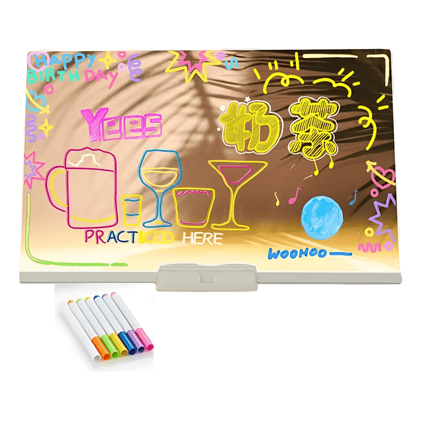 Pizarra mágica Tablero Acrílico Luz Led Con Plumones  1