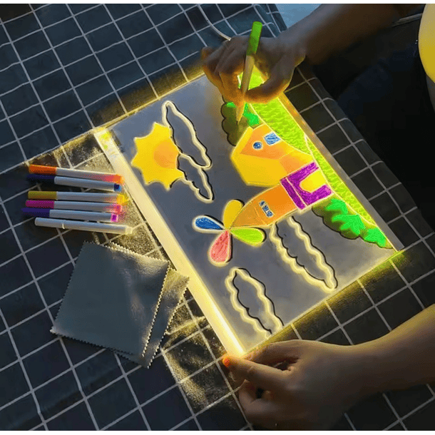 Pizarra mágica Tablero Acrílico Luz Led Con Plumones  4