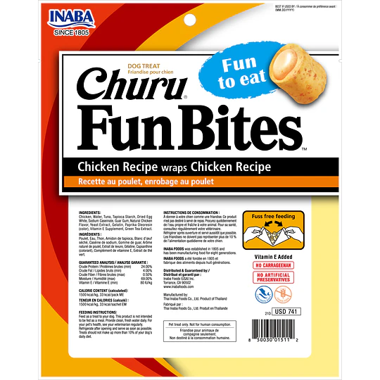 Snack para perros Churu Fun Bites de pollo 