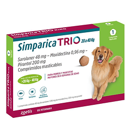 Simparica Trio antiparasitario para perros 20 a 40 kg - 1 comprimido