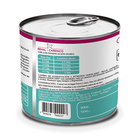 Alimento húmedo en lata para gatos Gerolamo Renal-cardíaco