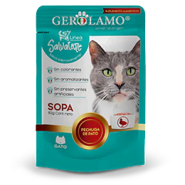 Alimento húmedo Sopa para gatos Gerolamo Salvatore pato