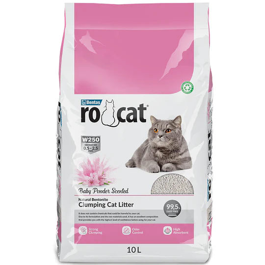 Arena sanitaria para gatos Rocat Baby Powder 8,5 kg