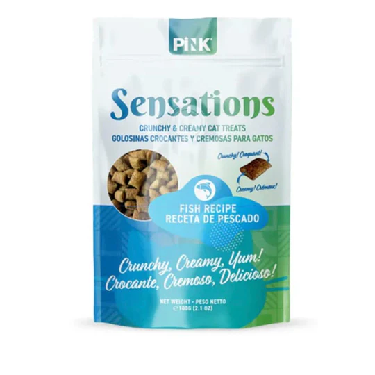 Galletas para gatos rellenas de pescado Sensations Pink 100 grs