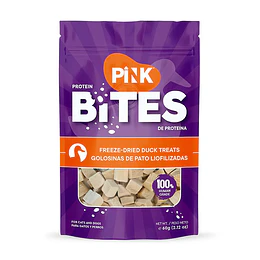 Bites  Pink snack para gatos y perros de pato liofilizado 60 grs