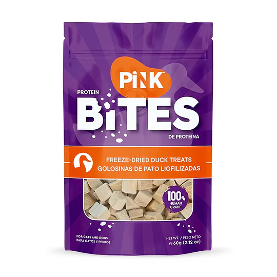 Bites  Pink snack para gatos y perros de pato liofilizado 60 grs
