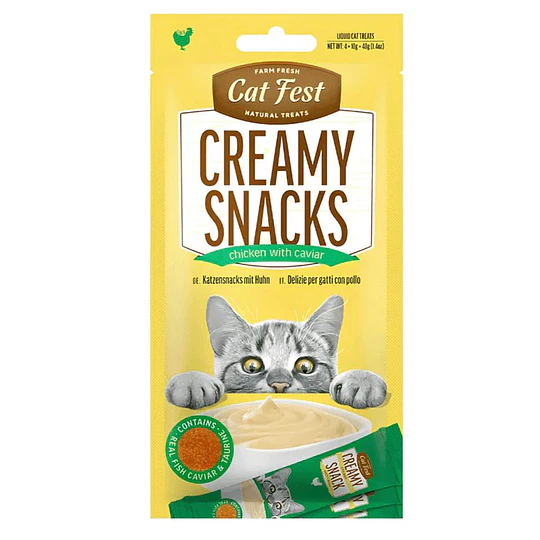 Creamy Snacks para gatos Cat Fest caviar pollo