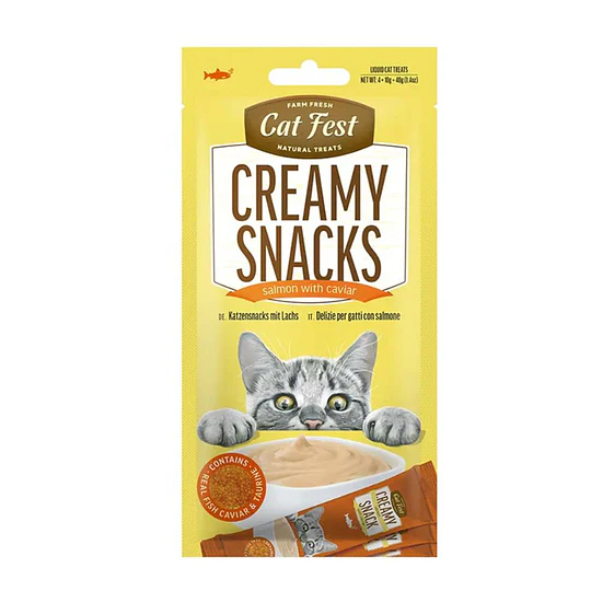 Creamy Snacks para gatos Cat Fest salmón y caviar