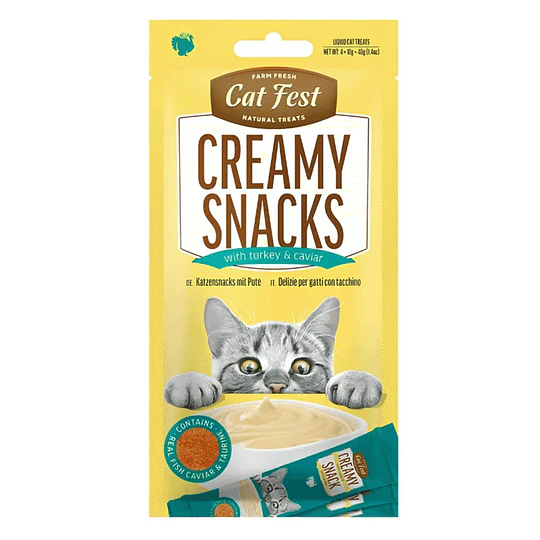 Creamy Snacks para gatos Cat Fest pavo y caviar