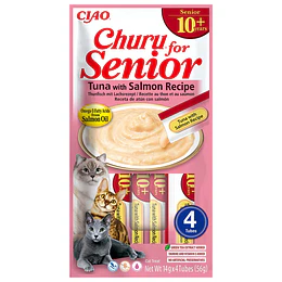 Snack para gatos Churu Senior 10+ salmón y atún