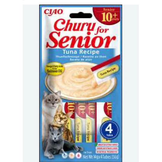 Snack para gatos Churu Senior 10+ atún