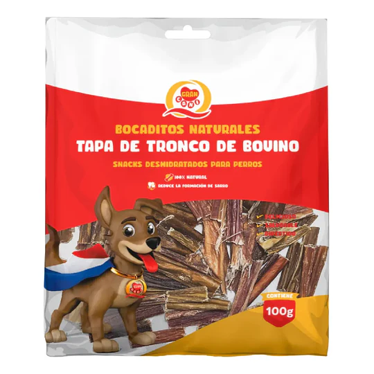 Snack para perros Tapa de tronco de bovino 100 grs