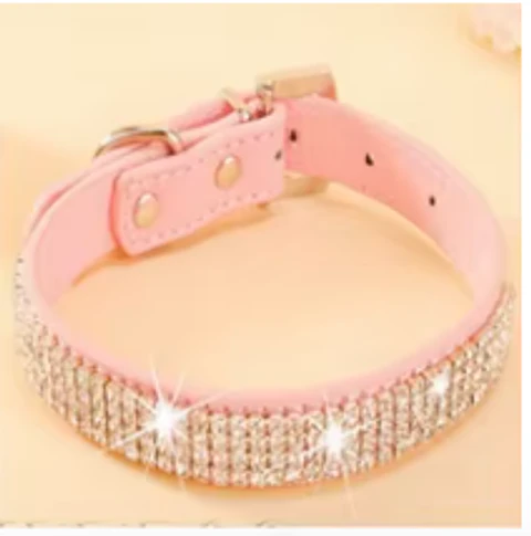 Collar Adiamantado, color Rosado, Talla L