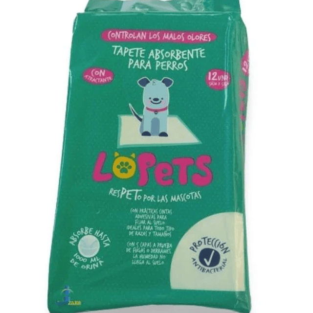 Tapetes Absorbentes Lopets - 12 Unidades