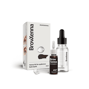 Kit de henna N• 107 para cejas con base de mezcla hialurónica incluida (100 aplicaciónes aprox)