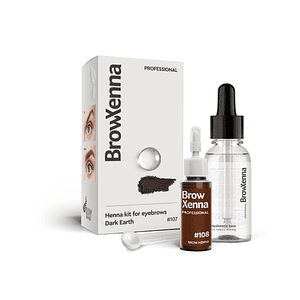 Kit de henna N• 108 para cejas con base de mezcla hialurónica incluida (100 aplicaciónes aprox)