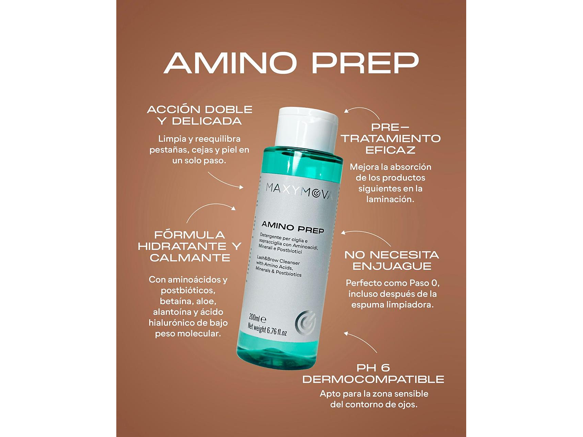 AMINO PREP - LOCIÓN DE LIMPIEZA PARA PESTAÑAS Y CEJAS. 1