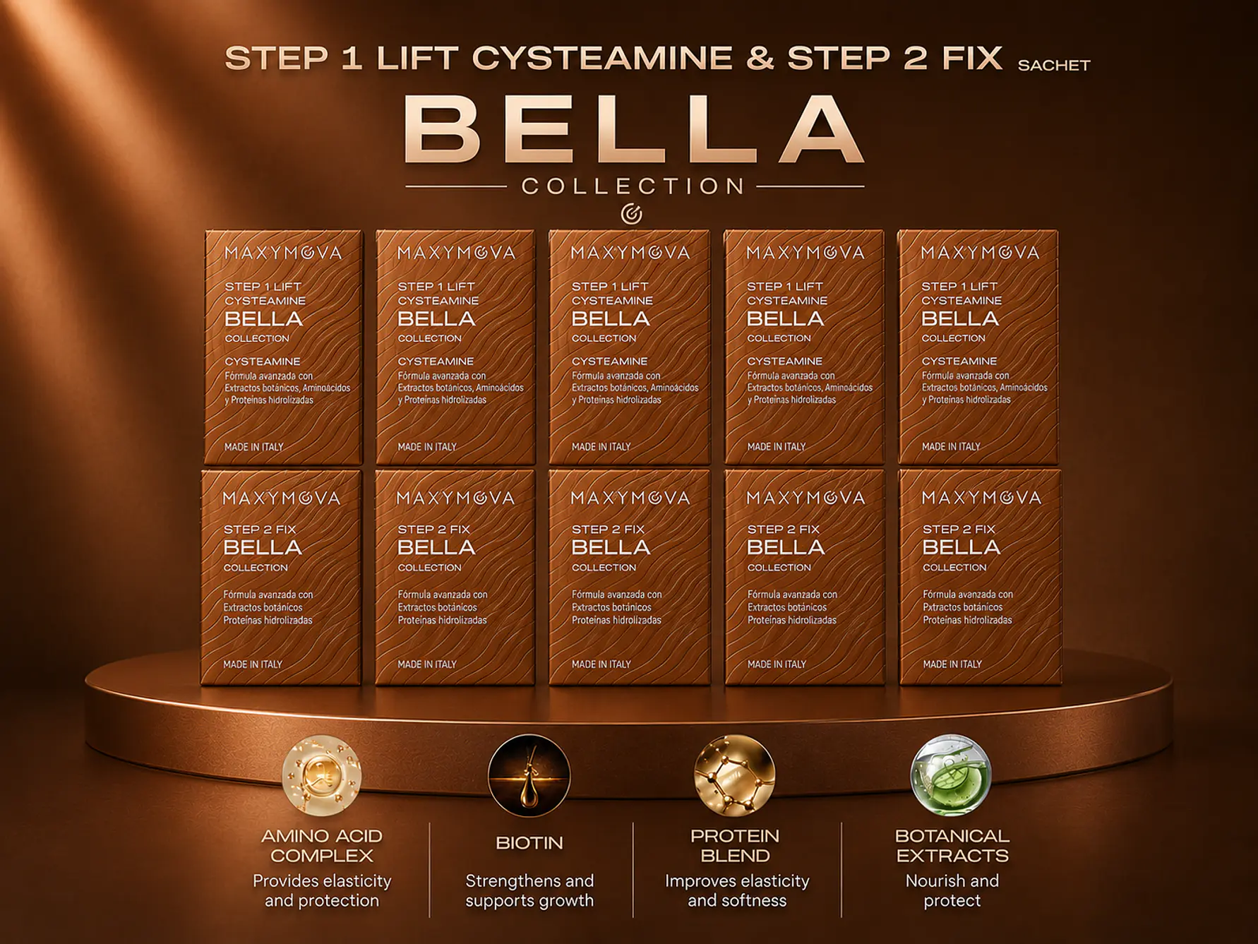 (5 KIT)  BELLA PASO 1 y 2 A BASE DE CISTEAMINA Y PEROXIDO DE HIDRÓGENO. PARA LA TÉCNICA COREANA. 1
