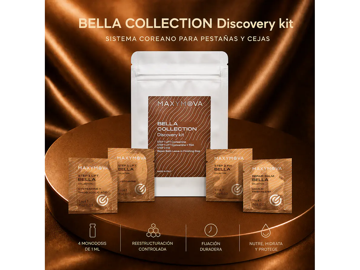KIT DE PRUEBA EN SOBRES MONODOSIS – SISTEMA COREANO PARA PESTAÑAS Y CEJAS DE LA COLECCIÓN BELLA – 4 X 1 ML. 1