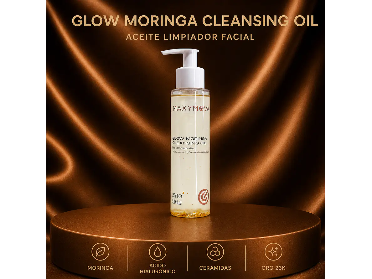 GLOW MORINGA MAXYMOVA – ACEITE LIMPIADOR HIDROFÍLICO DE LUJO-RITUAL SPA Y RUTINA DE CUIDADO. 1