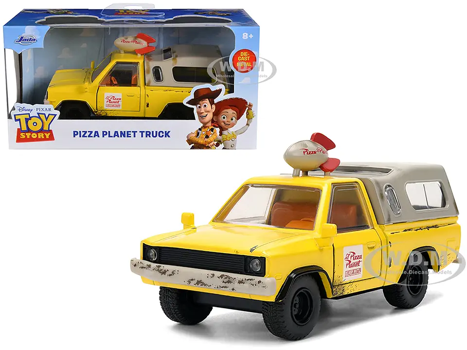 Pizza Planet Truck Yellow (Weathered) with Beige Camper Toy Story Movie 