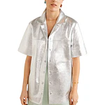 Sobrecamisa Cuero Craquelada Plateada - Mango | Talla XS